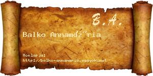Balko Annamária névjegykártya